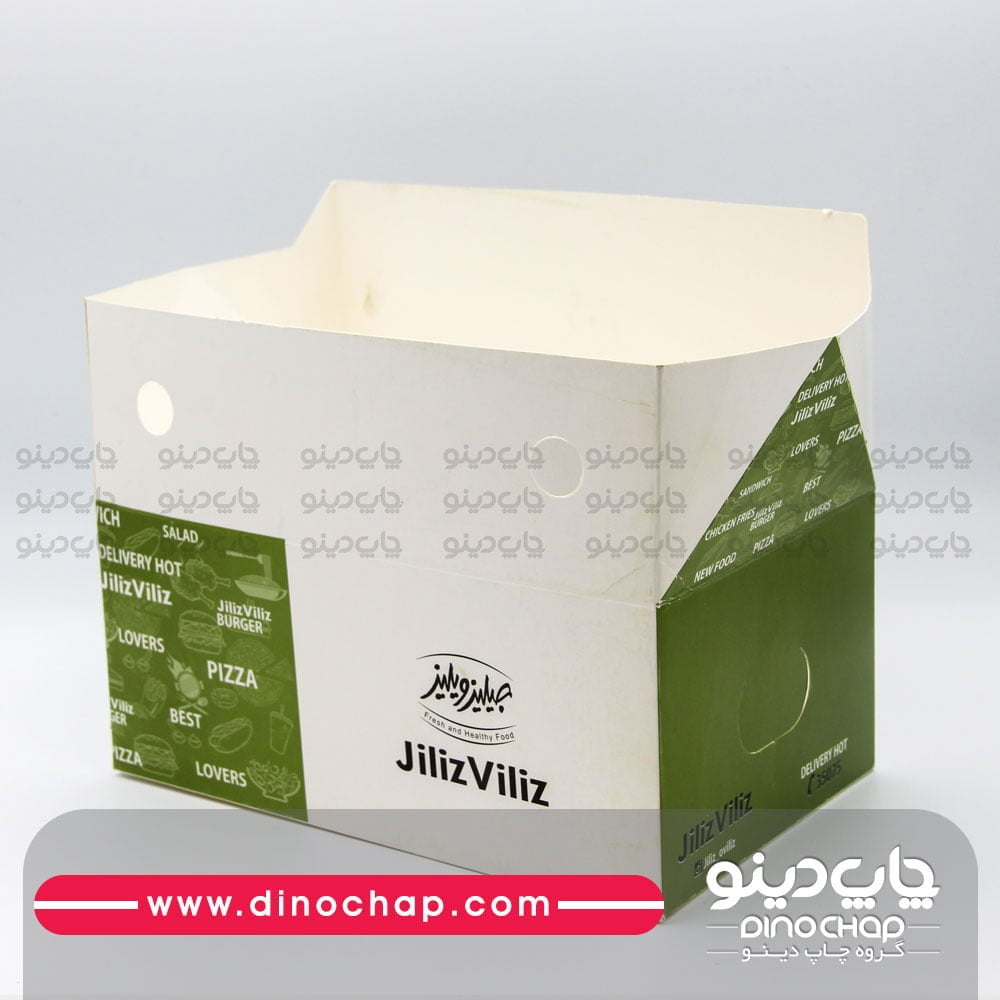 نمونه جعبه برگر قفلی برای بستهبندی همبرگر